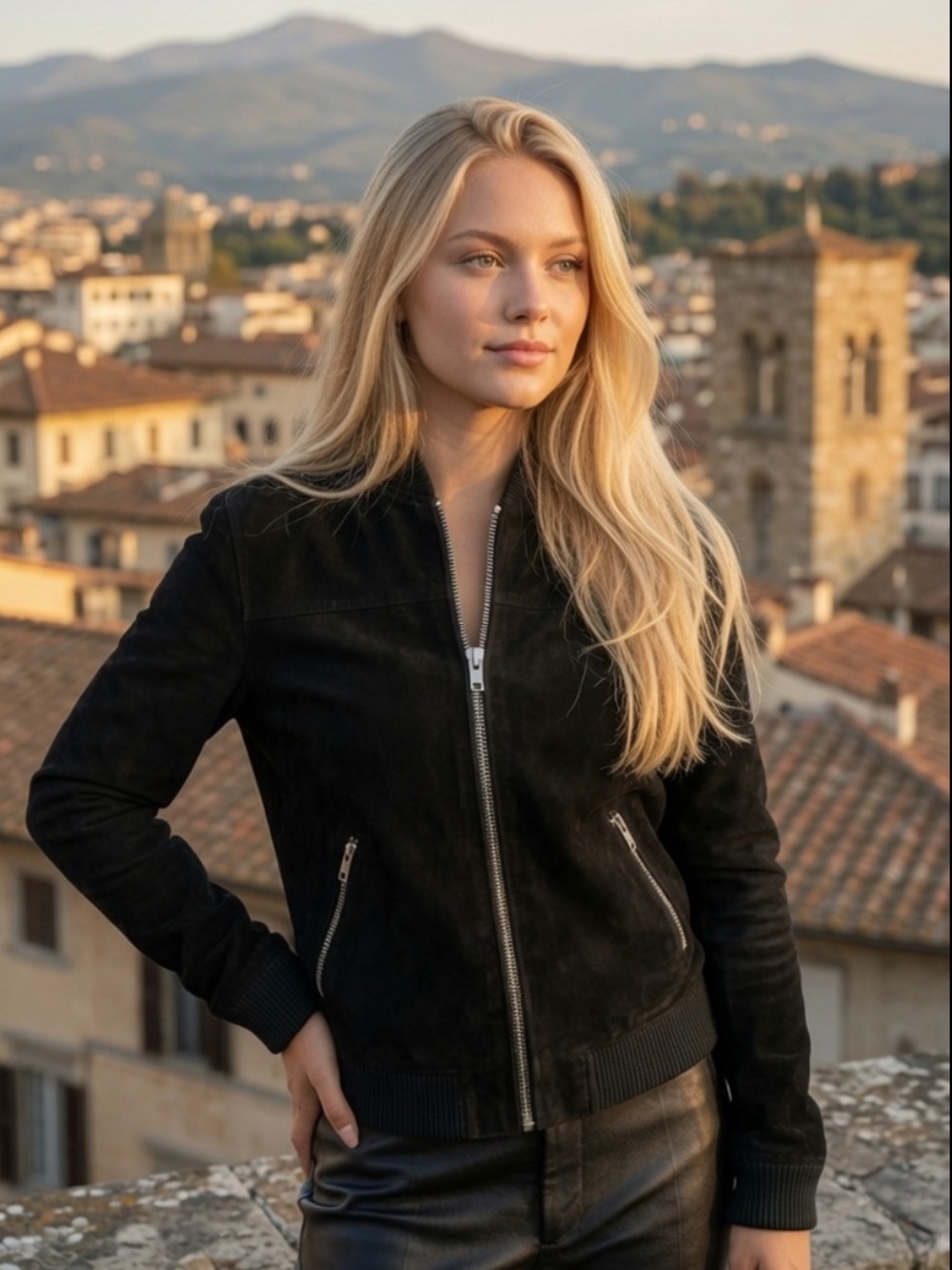 Barneys New York Black Suede Bomber Jacket
